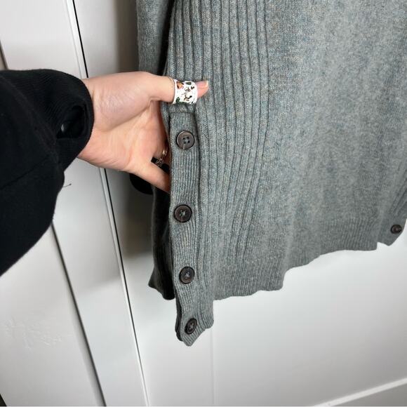 Madewell Pinewood Sage Blue Wool Blend Pullover Side Button Sweater Size Large - Picture 3 of 6
